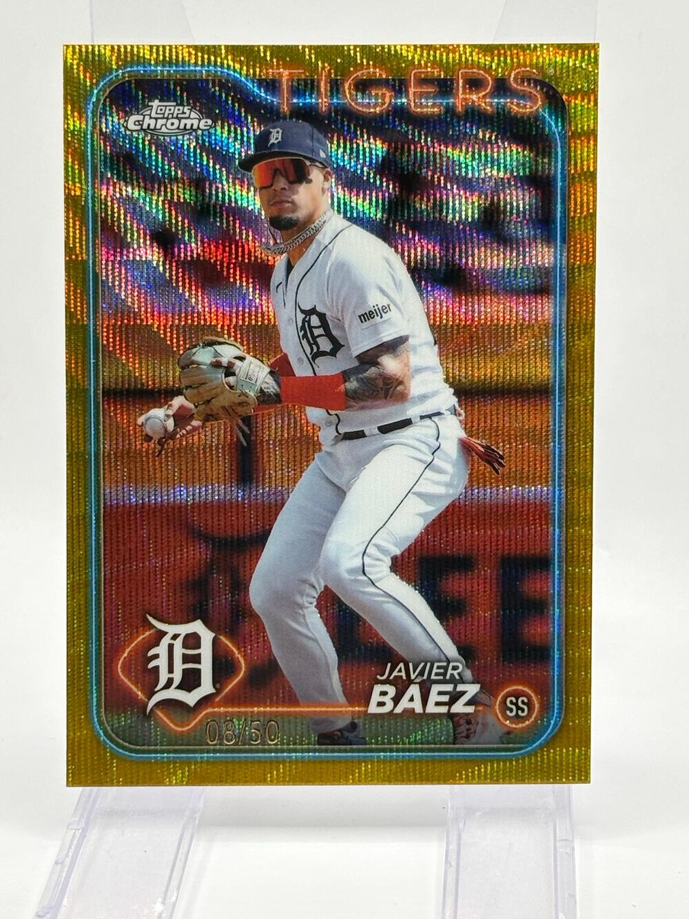 2024 Topps Chrome Javier Baez Gold Wave Refractor 8/50 SP Detroit Tigers